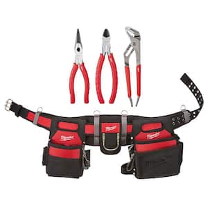 Adjustable Electricians Work Belt with 3-Pieces Pliers Kit