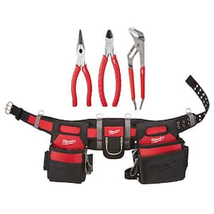 Adjustable Electricians Work Waist Tool Belt with 3-Pieces Pliers Kit