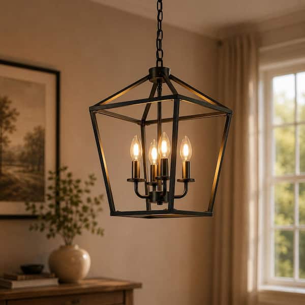 Reviews for Briignite 8 in. Black 4-Light Geometric Open Cage