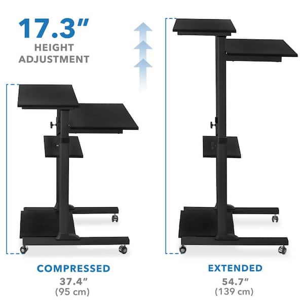Small Footprint Sit-Stand Mobile Workstation - Black