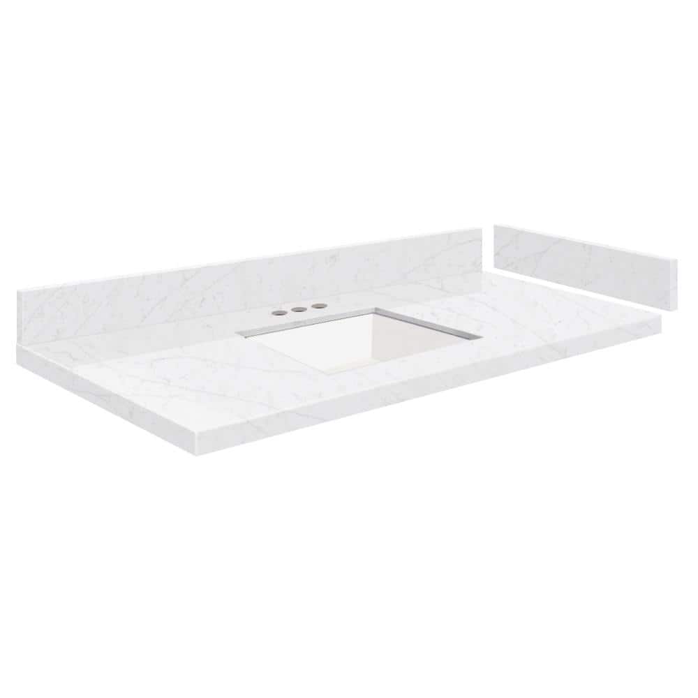 Silestone 40.5 in. W x 22.25 in. D Quartz White Rectangular Single Sink Vanity Top in Statuario price history on PriceWatchPro
