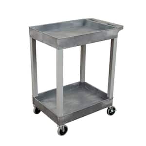 SEC 2-Shelf Plastic Utility Cart in Gray