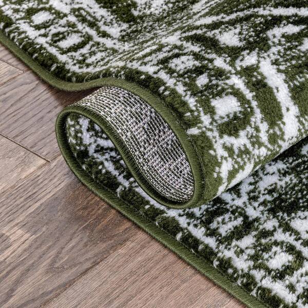 Well Woven Dazzle Disa Green Vintage Distressed Medallion Oriental