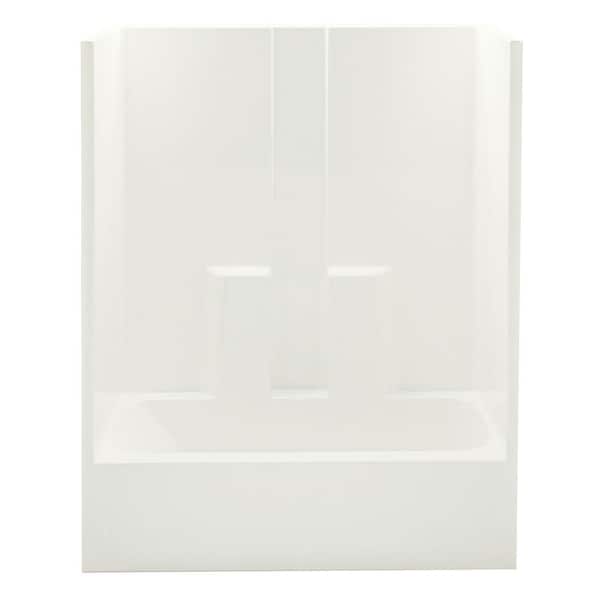 Everyday 60 in. x 30 in. x 72 in. 1-Piece Bath and Shower Kit with Right Drain in Biscuit