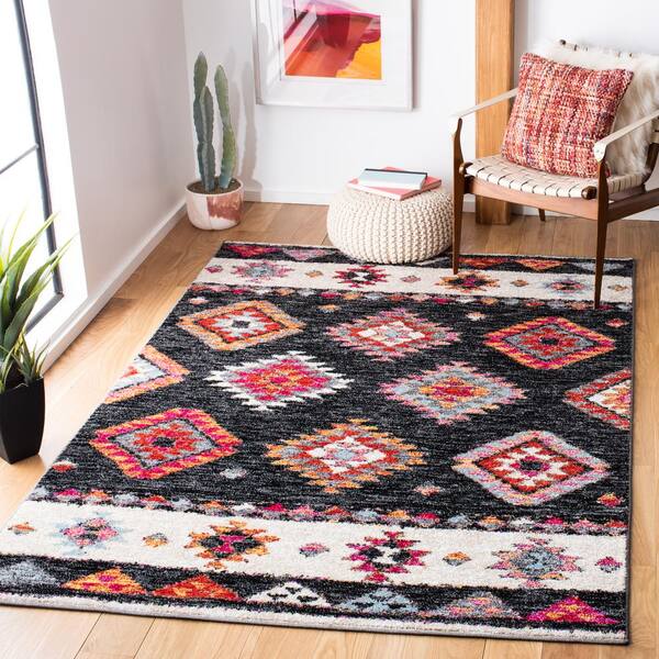Adirondack Black/Red 4 ft. x 6 ft. Western Ikat Area Rug