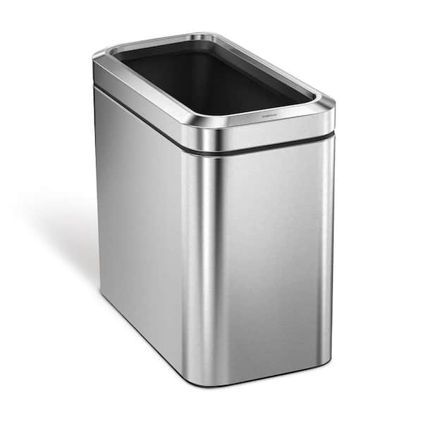 25L Slim Open Top Commercial Trash Can, Brushed Stainless Steel