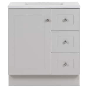 Bannister 31 in. W x 19 in. D x 35 in. H Single Sink Bath Vanity in Pearl Gray with White Cultured Marble Top