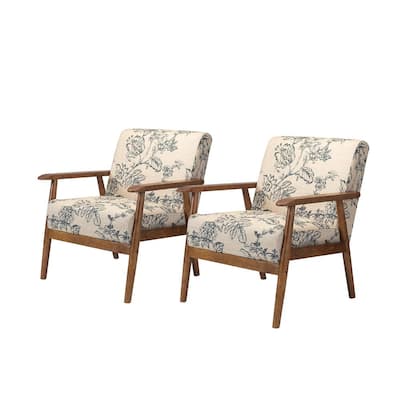 Davina Indigo Accent Arm Chair with Tight Back (Set of 2)