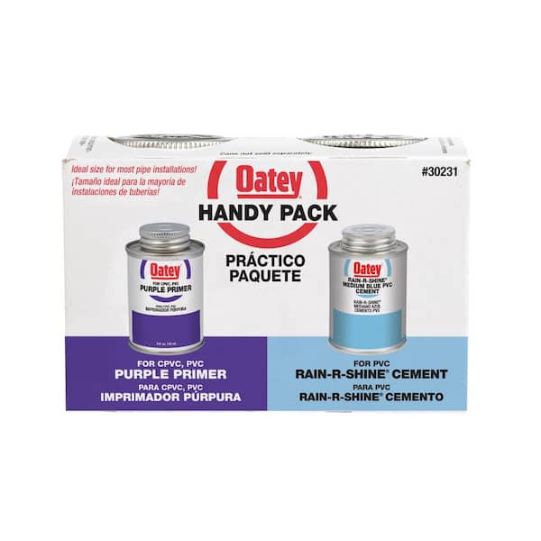 OATEY 8 oz. Purple CPVC and PVC Primer and Rain-R-Shine Medium Blue PVC Cement Combo Pack