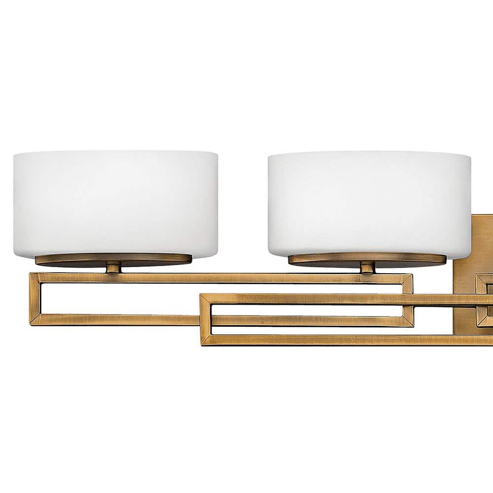 Brushed Bronze 5-Light Vanity Fixture with Etched Opal Glass Shades