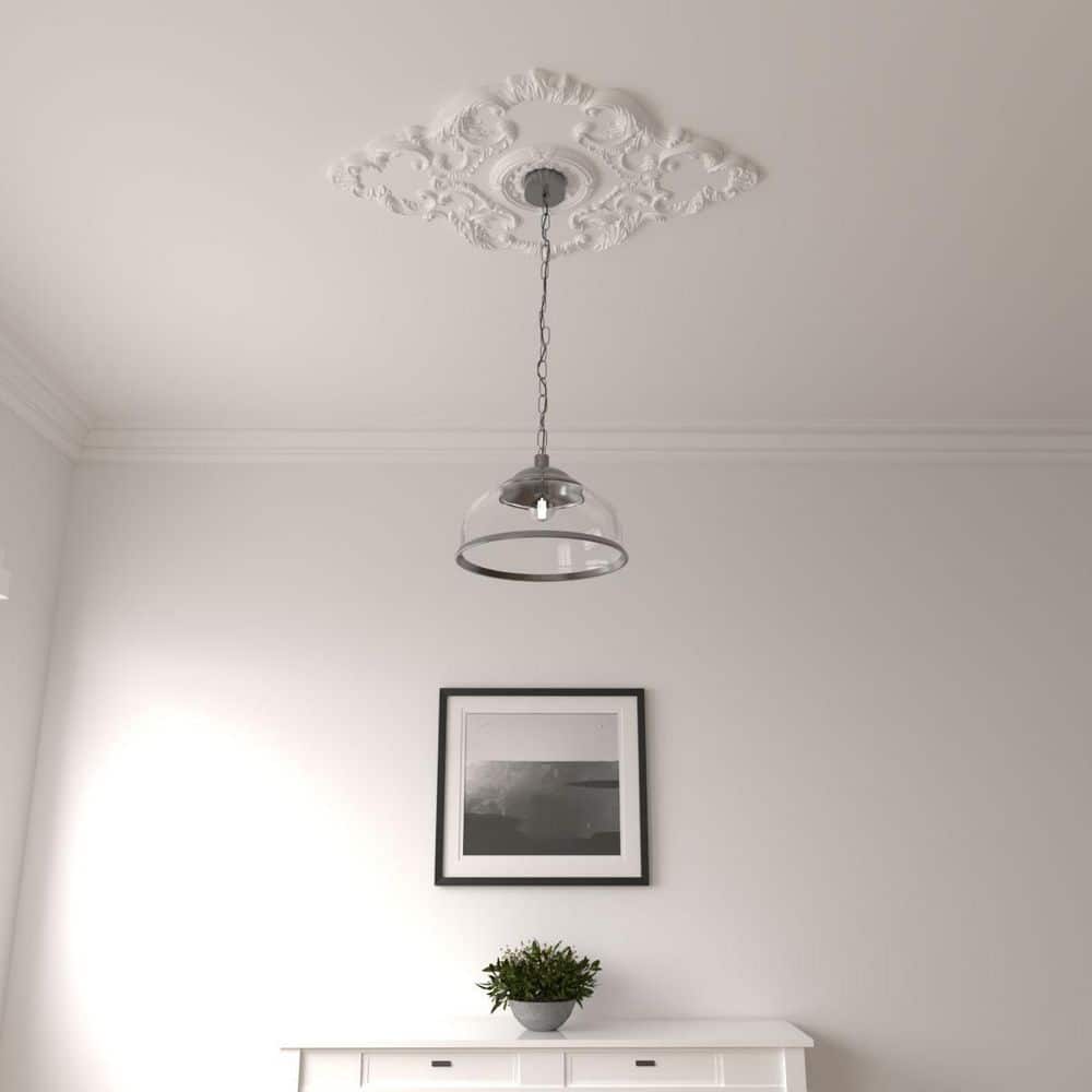 Primed White Polyurethane Piedmont Ceiling Medallion, 37" x 26"