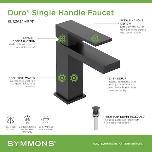 Symmons Duro Single-Handle Single-Hole Bathroom Faucet with Push