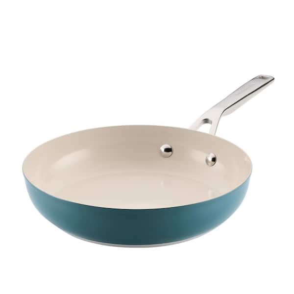 9.5 in. Color-Finished Stainless Steel 3-Ply Base Ceramic Nonstick Agave Frying Pan