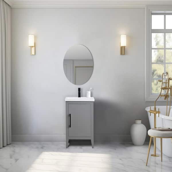 Vanity Art 20 in. W x 15.8 in D x 34 in. H Single Sink Bathroom Vanity Cabinet in Cashmere Gray with Ceramic Top