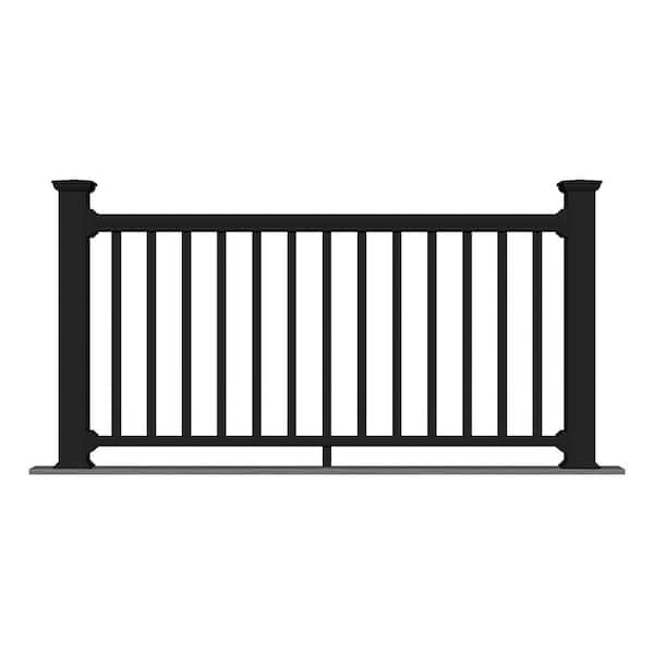 6 ft. x 36 in. Black PVC Composite Deck Horizontal Railing Kit with Square Composite Balusters Includes Brackets