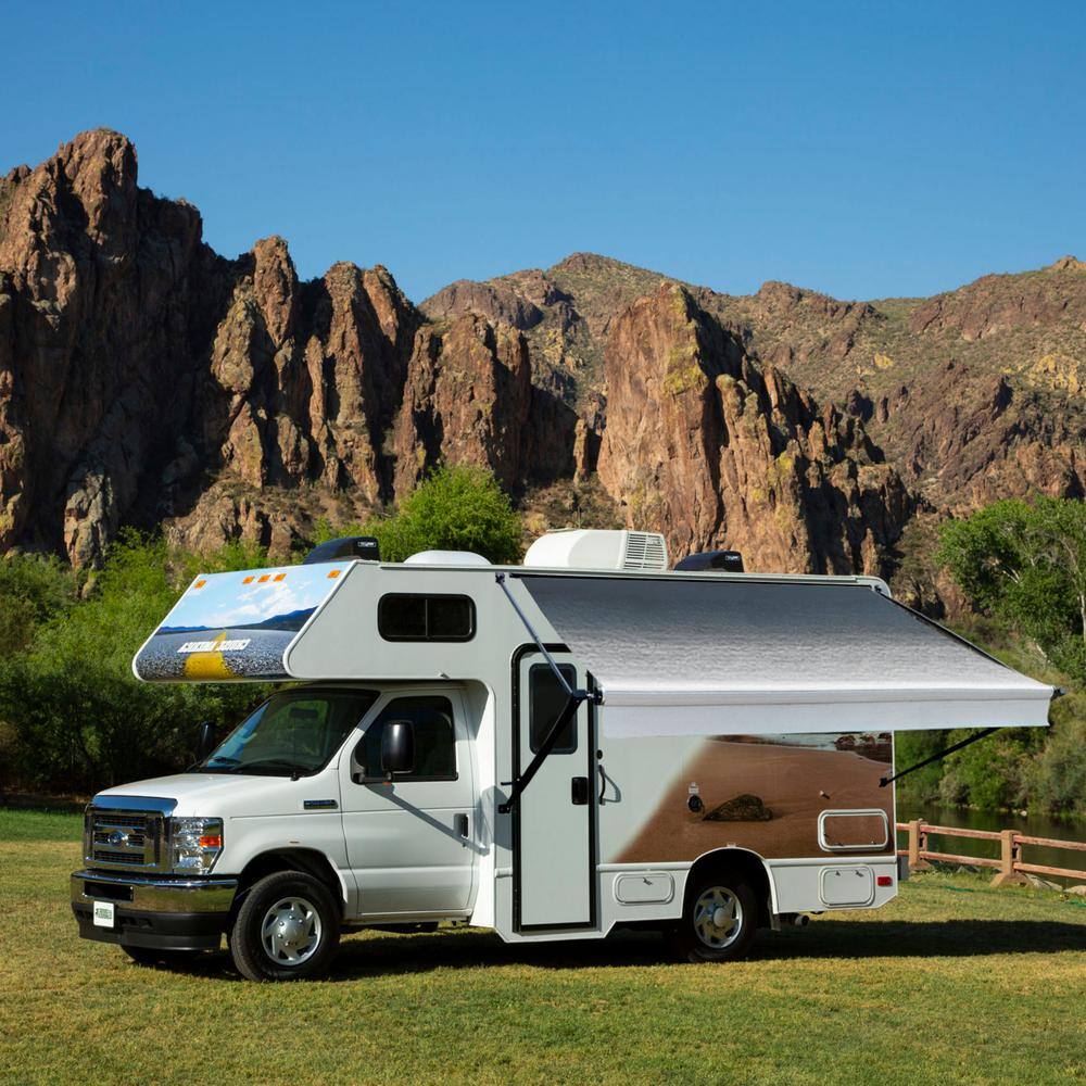 ALEKO Black and White 16x8 ft Retractable RV Awning