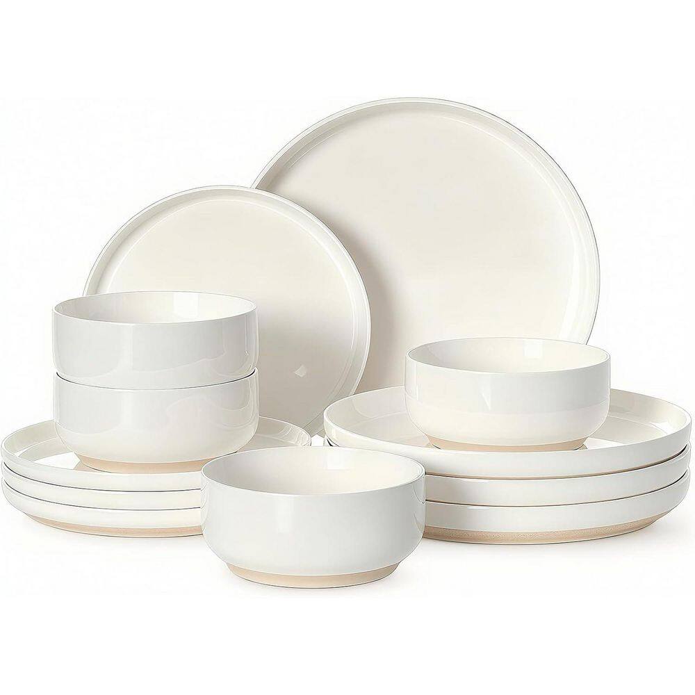 12-Piece Cream White Ceramic Kitchen Plates and Bowls Sets(Service for 4) price history on PriceWatchPro