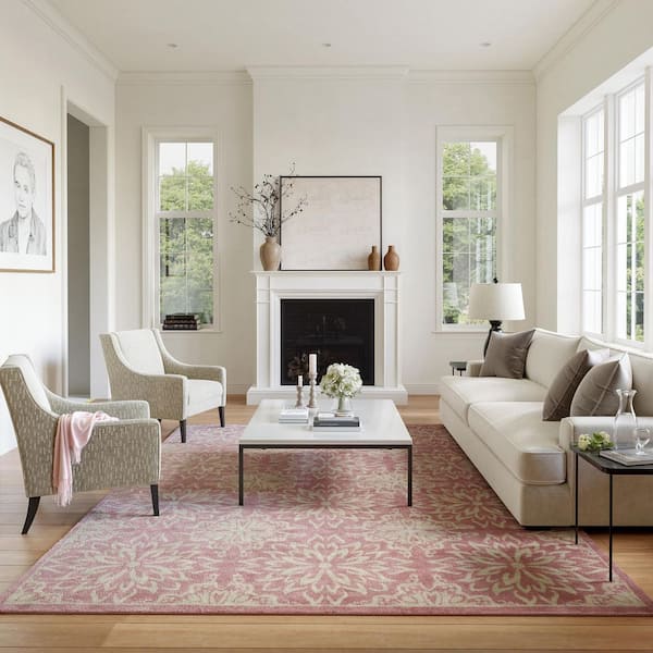 Jubilant Ivory/Pink 6 ft. x 9 ft. Moroccan Farmhouse Area Rug