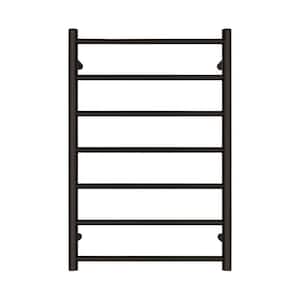 Retro Fit Round 7-Bar Electric Hardwired Wall Mounted Towel Warmer in Matte Black Finish