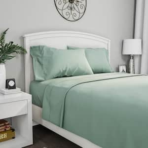 4-Piece Sage Solid 75 Thread Count Polyester Queen Sheet Set