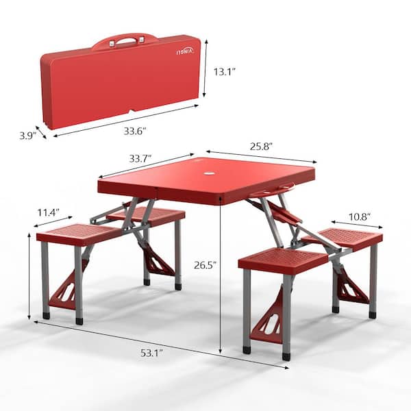 Karl home 53.3 in. Red Rectangle Aluminum Picnic Tables
