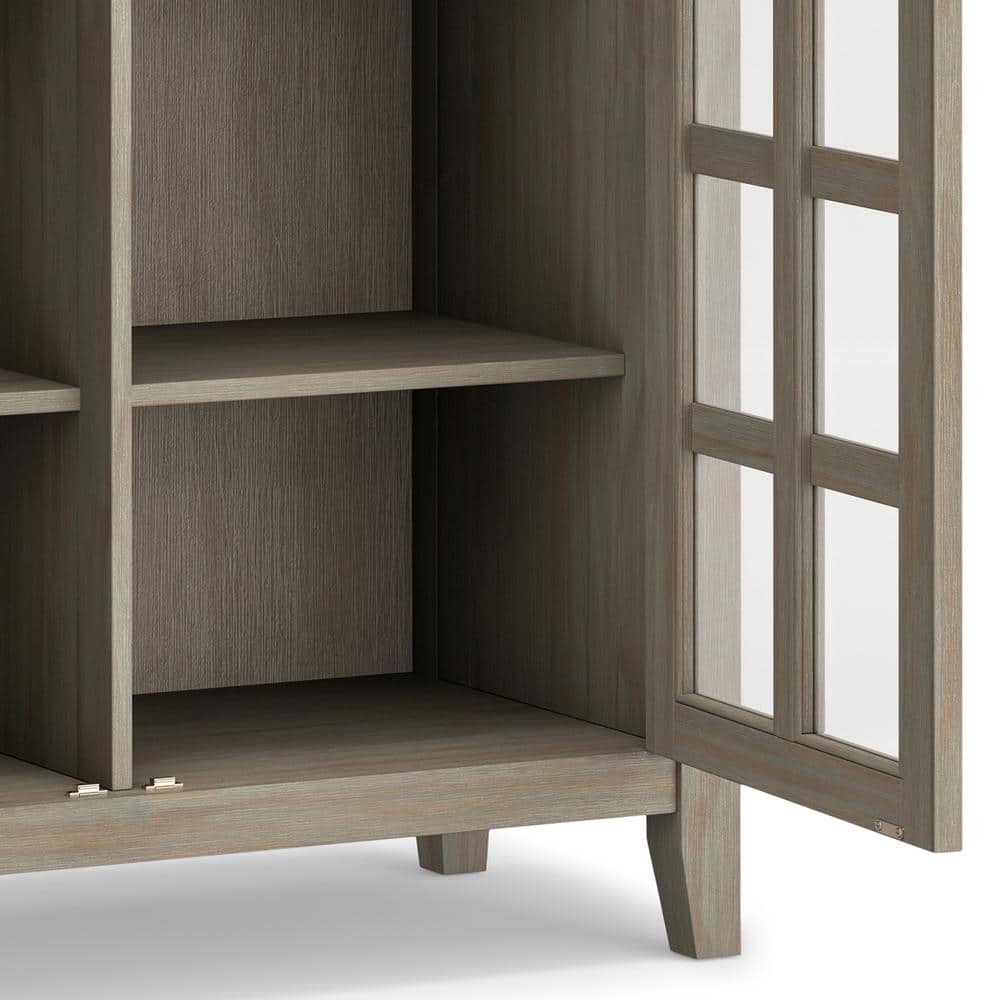 Distressed Grey Solid Wood 2-Door Accent Cabinet with Adjustable Shelves