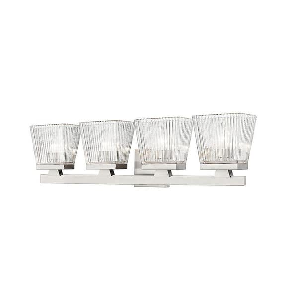 Unbranded Astor 4-Light Brushed Nickel Vanity with Clear Glass Shades