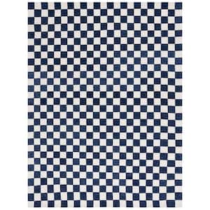 Martha Stewart Navy/Ivory 8 ft. x 10 ft. Checkered Area Rug