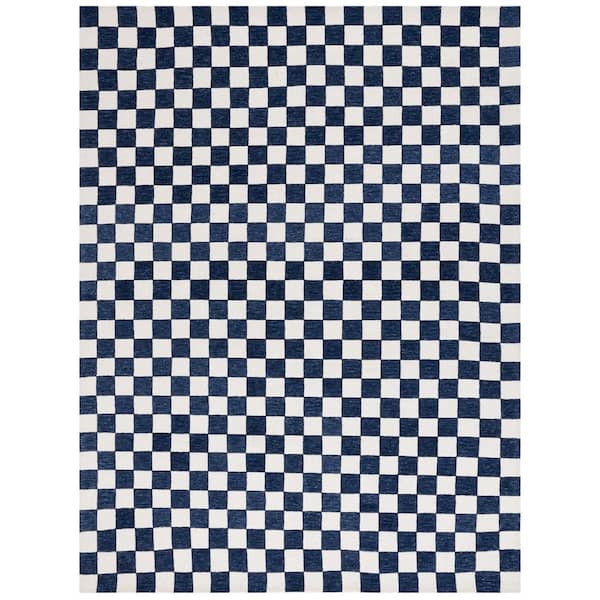SAFAVIEH Martha Stewart Navy/Ivory 8 ft. x 10 ft. Checkered Area Rug