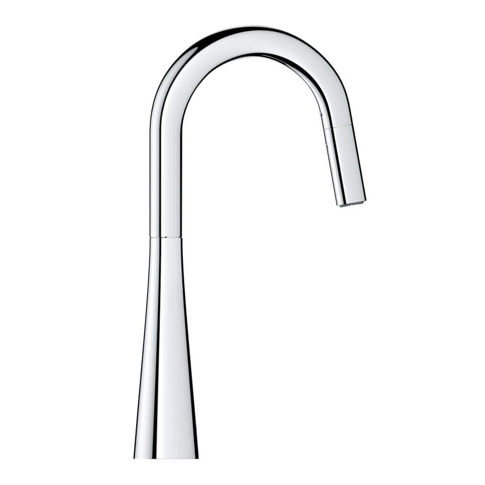 Sleek Euro-Style 15.5" Chrome Pull-Down Bar Faucet with Dual Spray