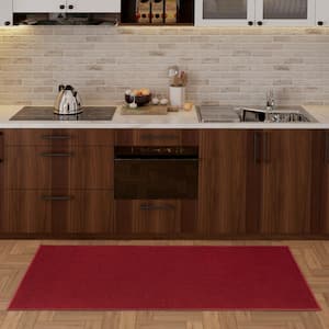 Basics Collection Non-Slip Rubberback Modern Solid Design 2x6 Indoor Runner Rug, 2 ft. 2 in. x 6 ft., Red