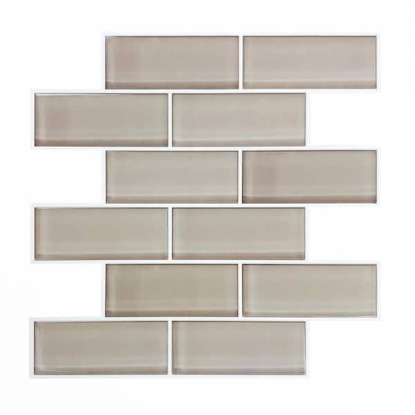 RoomMates Taupe Seaglass 10.5 in. x 10.5 in. Vinyl Peel and Stick Tiles (Total sq. ft. covered 2.45 sq. ft./4-Pack)