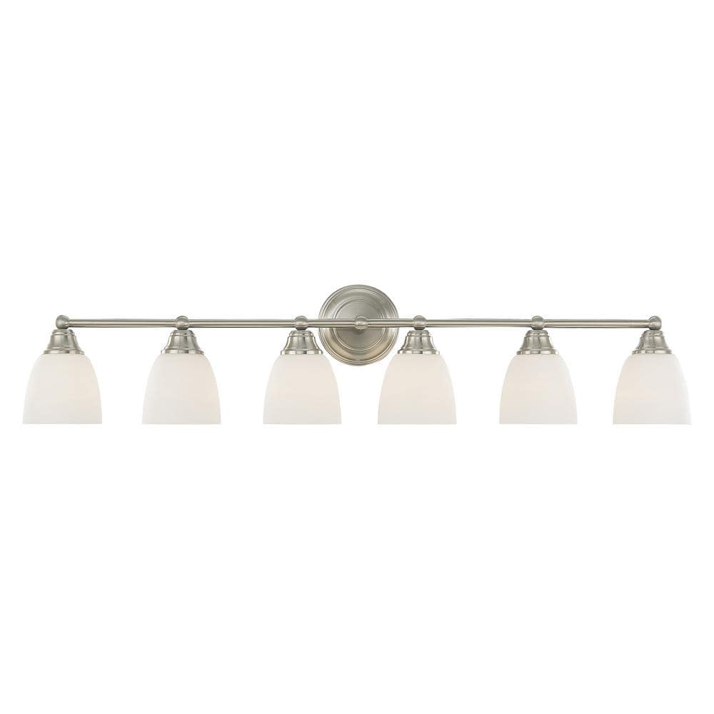 Somerville Brushed Nickel 6-Light Vanity with Satin Opal Glass