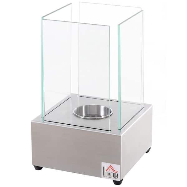 7.75 in. Ventless Tabletop Ethanol Fireplace 0.10 Gal Stainless Steel 160 sq. ft. Burns up to 2 Hours in Silver