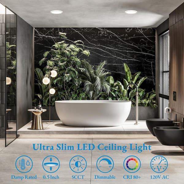 LNC 8.9 in. 18-Watt White Integrated LED Flat Panel Light Round