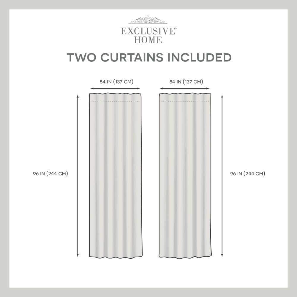 Black and White Linen Light-Filtering Pleated Curtain Panels
