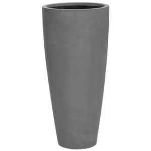 Large Natural Dax 15 in. Grey Fiberstone Indoor Outdoor Modern Round Planter Pot