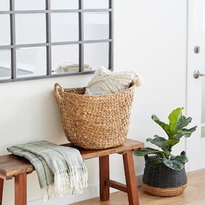 Seagrass Handmade Large Woven Storage Basket with Ring Handles