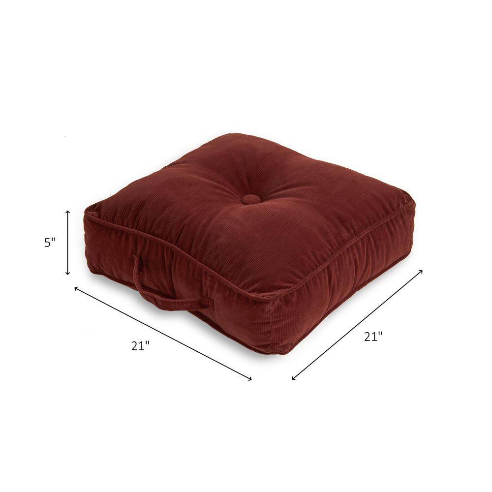 Omaha Merlot Microfiber 21" Square Plush Floor Pillow