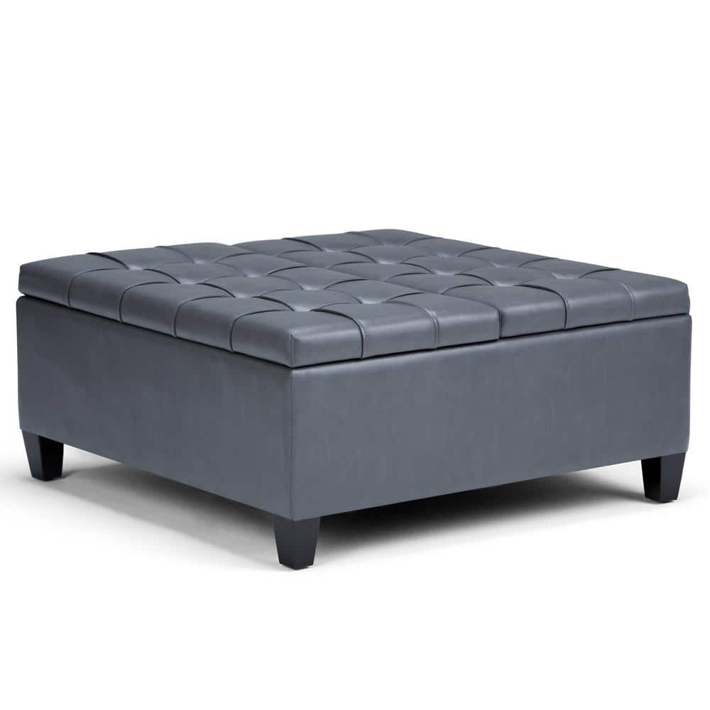 Simpli Home Harrison Storage Coffee Table Ottoman, Stone Gray, image size:1000x1000