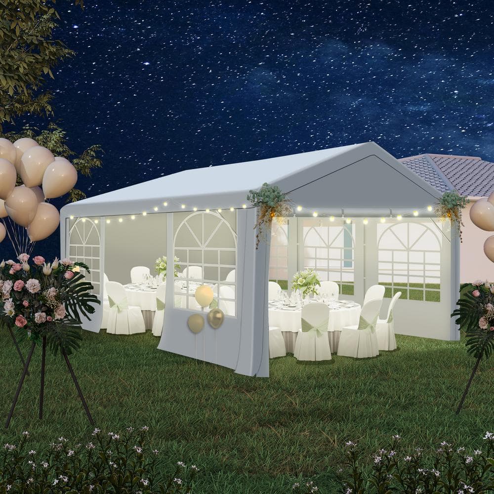 Large White Galvanized Steel Outdoor Party Tent with Removable Sidewalls