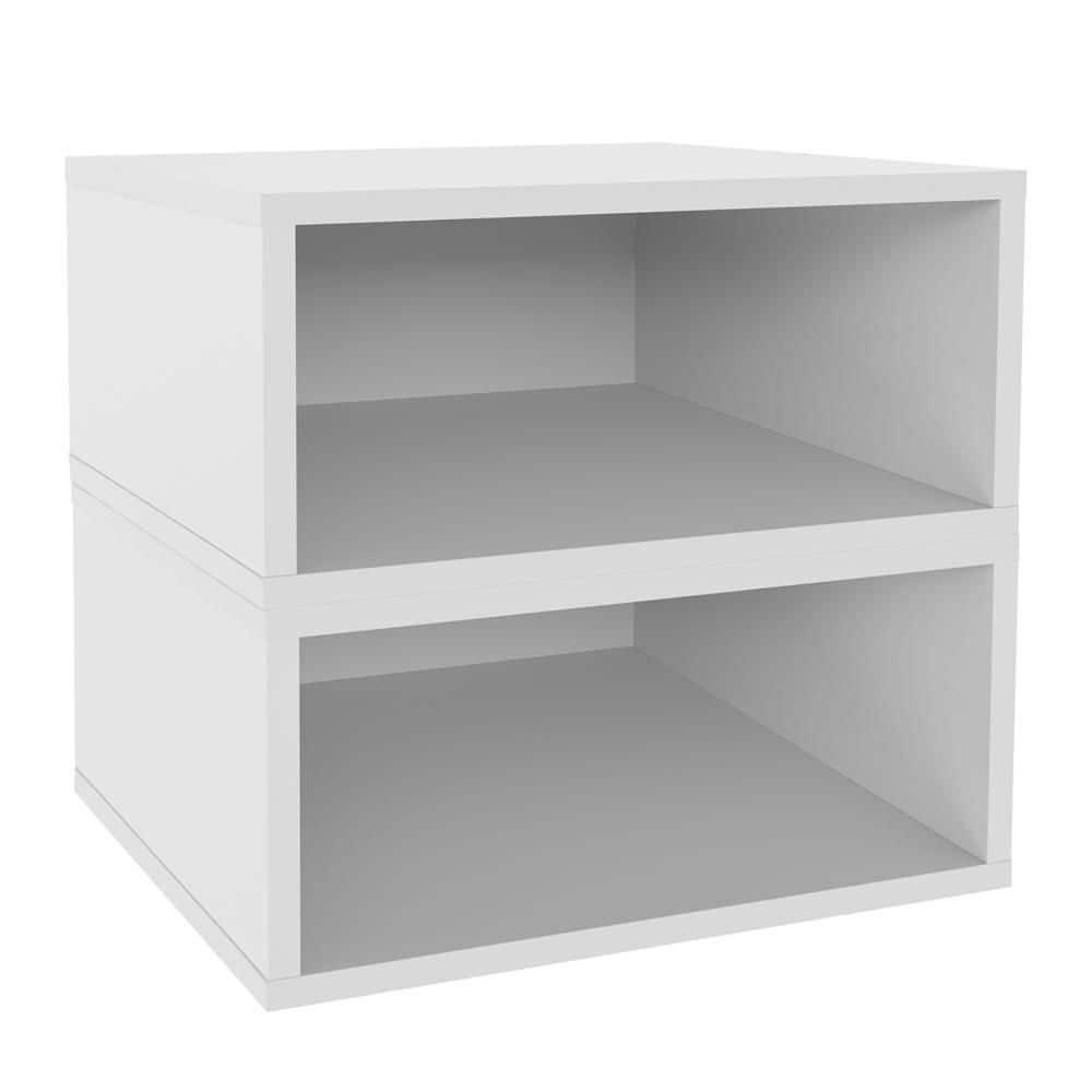 13 in. Tall White Wood Stackable Storage Bookcase (2-Pack)