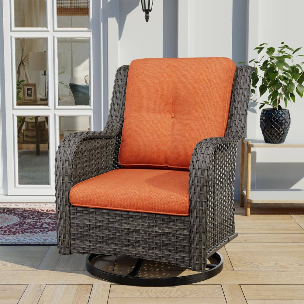 Gardenbee Wicker Outdoor Patio Swivel Rocking Chair with