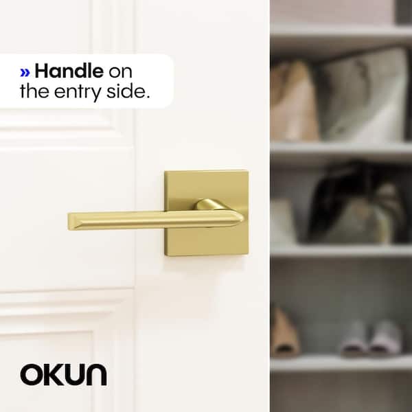 Okun Mirra Metal Brushed Champagne Gold Dummy Door Handle with