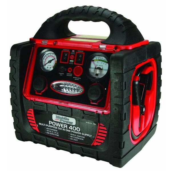 Mobile Power Instant Boost 400 6-in-1 12-Volt Battery Jumpstart System with Built-in 110-Vac Inverter and Air Compressor
