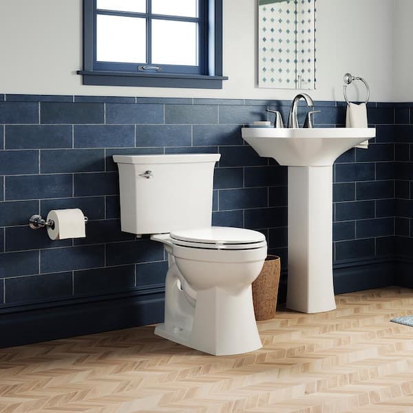 Elmbrook 12 in. Rough In 2-Piece 1.28 GFP Single Flush Elongated Chair Height Toilet in White with Soft Close Seat