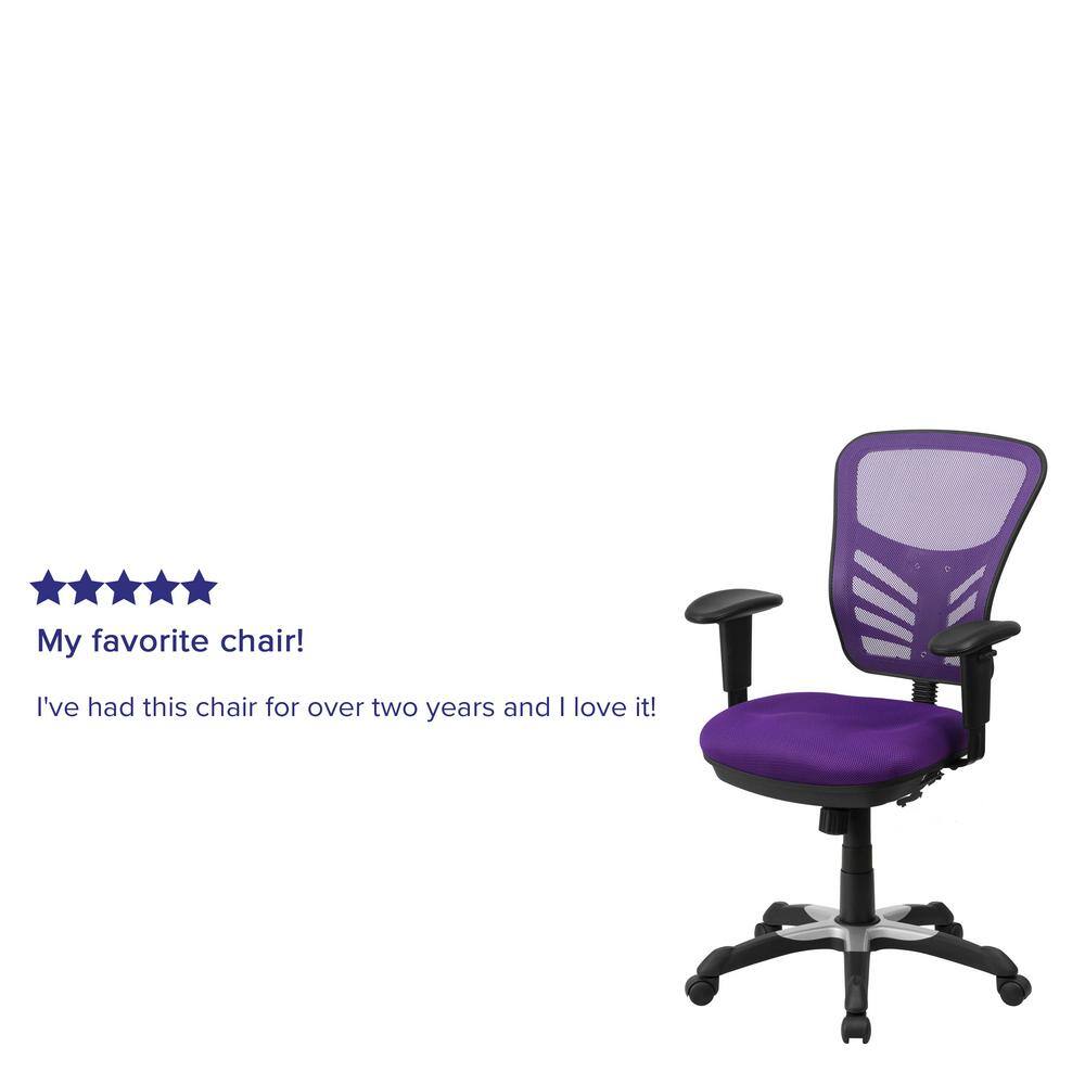 Mid-Back Purple Mesh Executive Swivel Office Chair with Adjustable Arms
