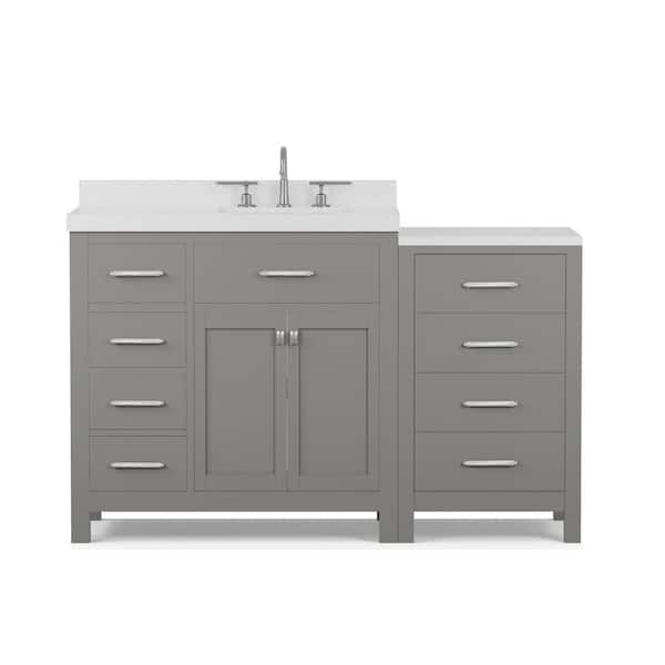 Virtu USA Caroline Parkway 57 in. W x 22 in. D x 35 in. H Single Sink Bath Vanity in Gray with Quartz Top