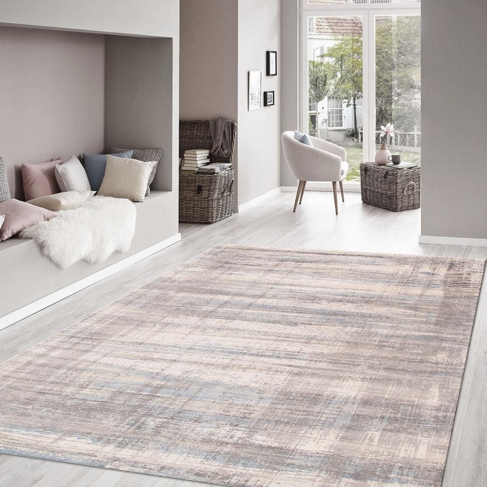 Hand-Loomed Elegance 6' x 9' Blue Wool-Viscose Blend Area Rug