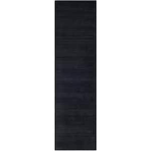 Himalaya Black 2 ft. x 14 ft. Gradient Solid Color Runner Rug